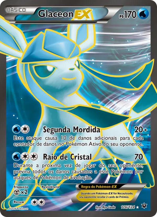 Carta Glaceon EX, número 116/124 da coleção Fusão de Destinos