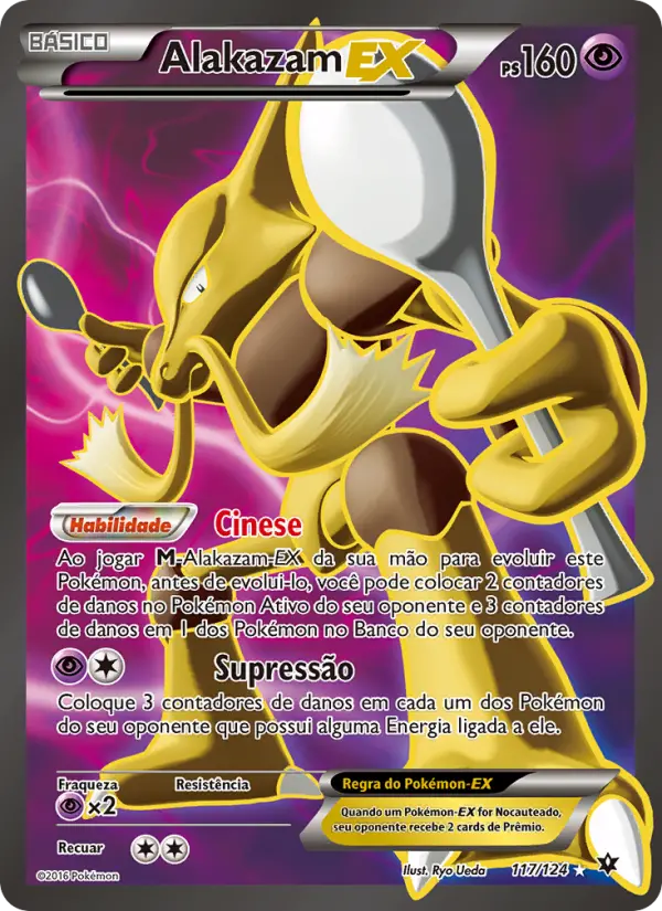 Carta Alakazam EX, número 117/124 da coleção Fusão de Destinos