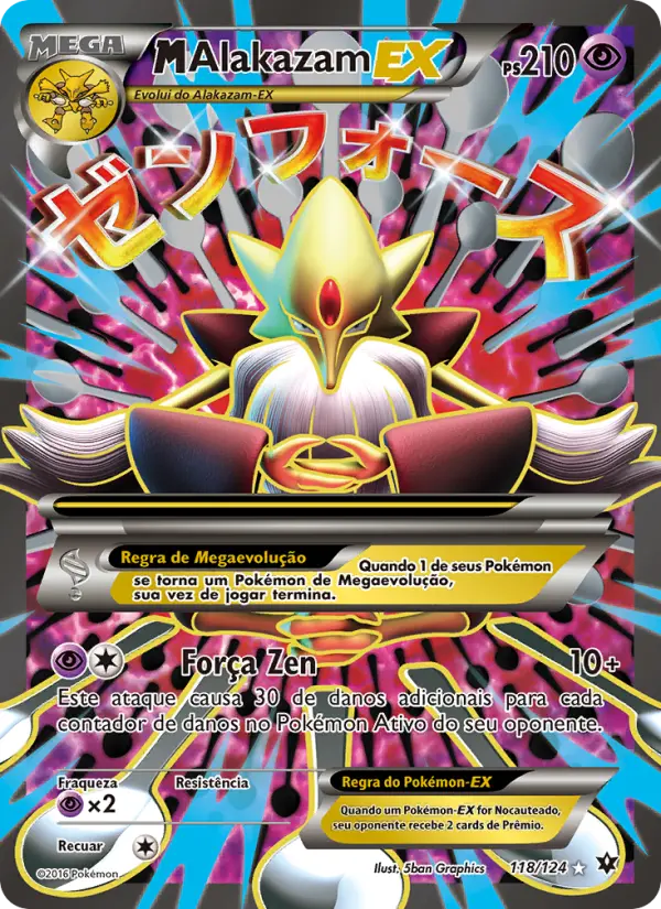 Carta M-Alakazam EX, número 118/124 da coleção Fusão de Destinos