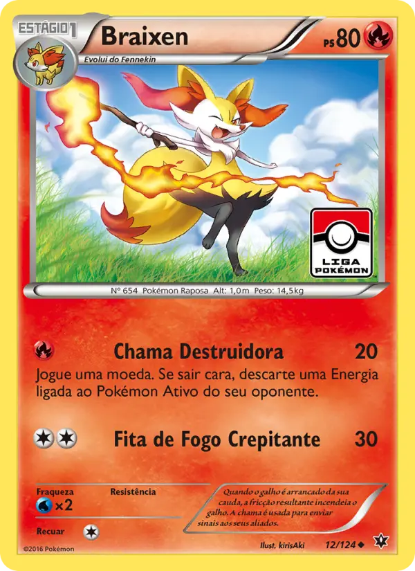 Carta Braixen, número 12/124 da coleção Fusão de Destinos