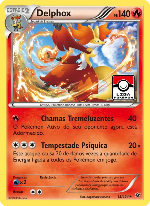 Carta Delphox, número 13/124 da coleção Fusão de Destinos