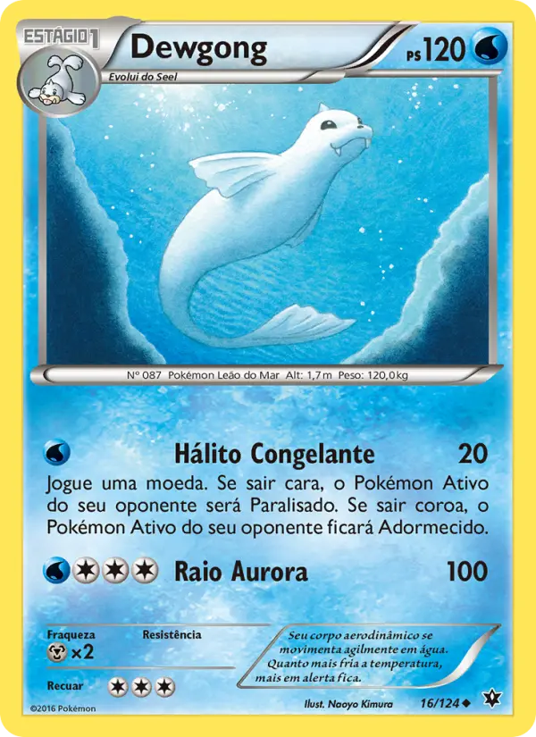 Carta Dewgong, número 16/124 da coleção Fusão de Destinos