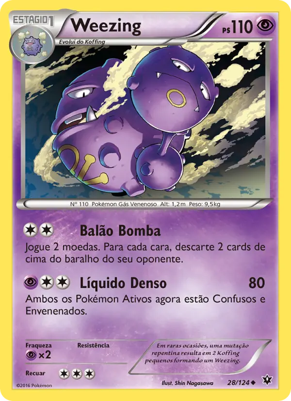 Carta Weezing, número 28/124 da coleção Fusão de Destinos