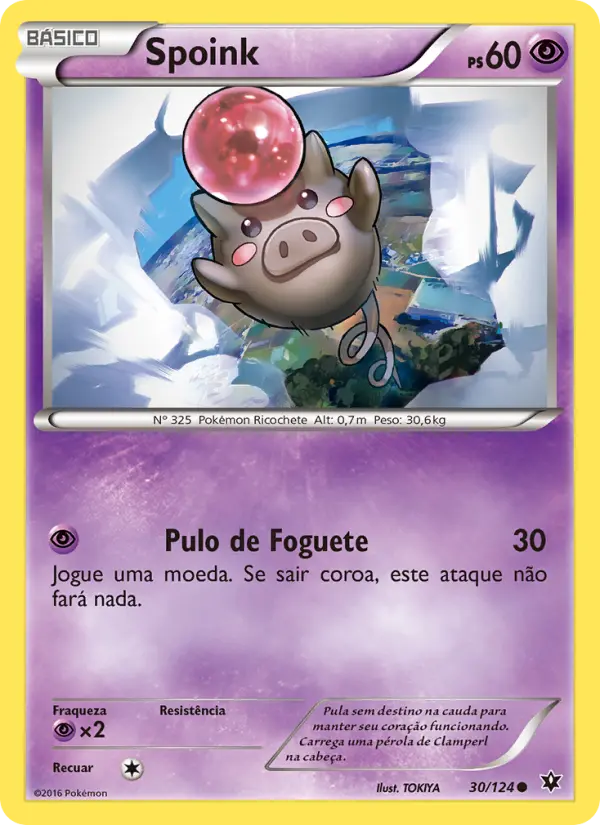 Carta Spoink, número 30/124 da coleção Fusão de Destinos