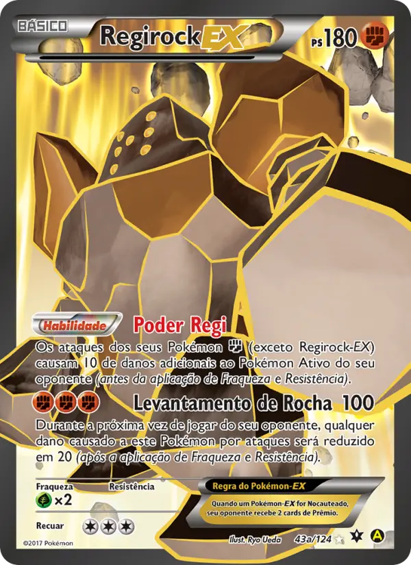 Carta Regirock EX, número 43/124 da coleção Fusão de Destinos