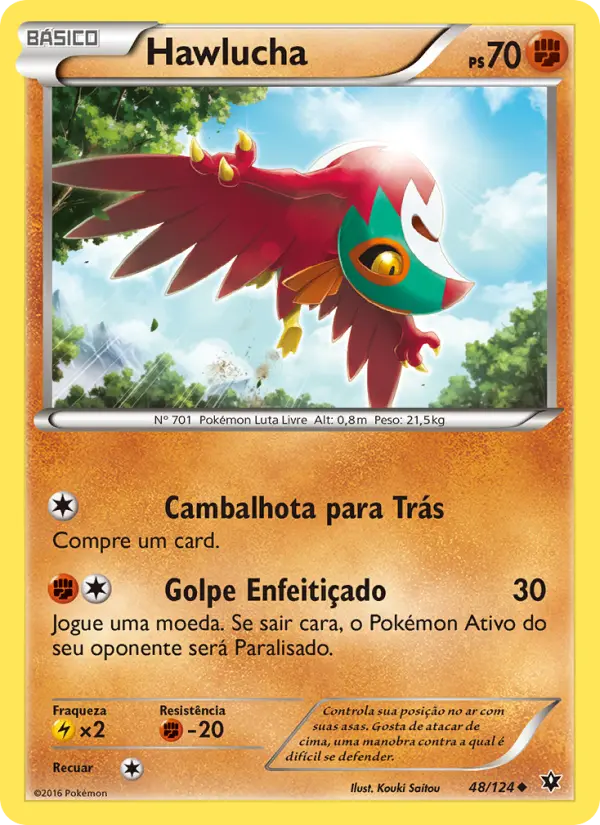 Carta Hawlucha, número 48/124 da coleção Fusão de Destinos