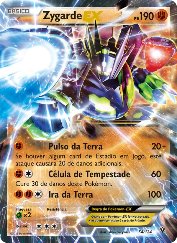 Carta Zygarde EX, número 54/124 da coleção Fusão de Destinos
