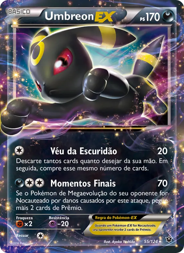 Carta Umbreon EX, número 55/124 da coleção Fusão de Destinos