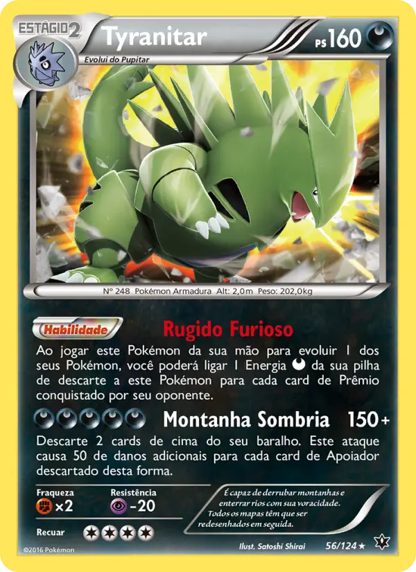 Carta Tyranitar, número 56/124 da coleção Fusão de Destinos