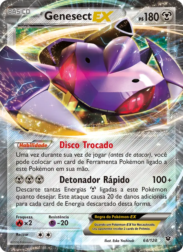 Carta Genesect EX, número 64/124 da coleção Fusão de Destinos