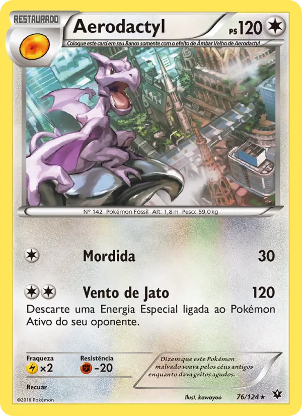 Carta Aerodactyl, número 76/124 da coleção Fusão de Destinos