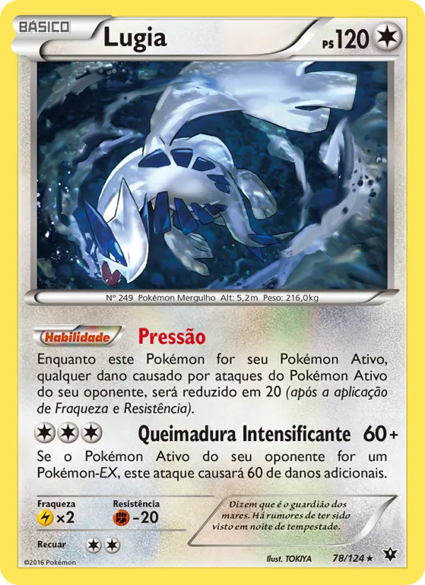 Carta Lugia, número 78/124 da coleção Fusão de Destinos