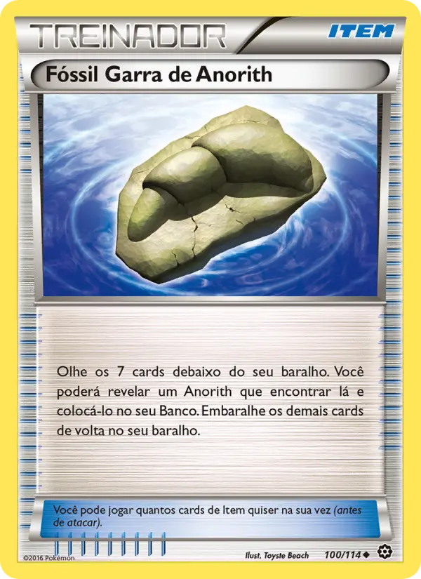 Carta Fóssil Garra de Anorith, número 100/114 da coleção Cerco de Vapor