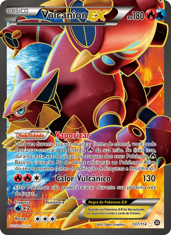 Carta Volcanion EX, número 107/114 da coleção Cerco de Vapor