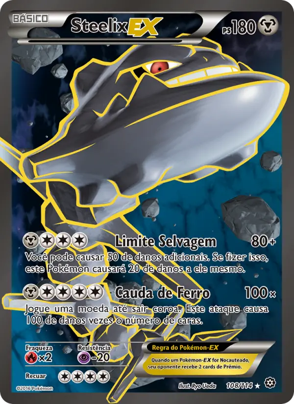Carta Steelix EX, número 108/114 da coleção Cerco de Vapor