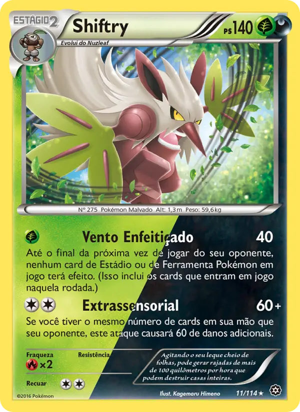 Carta Shiftry, número 11/114 da coleção Cerco de Vapor