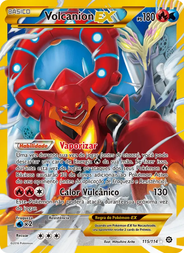 Carta Volcanion EX, número 115/114 da coleção Cerco de Vapor