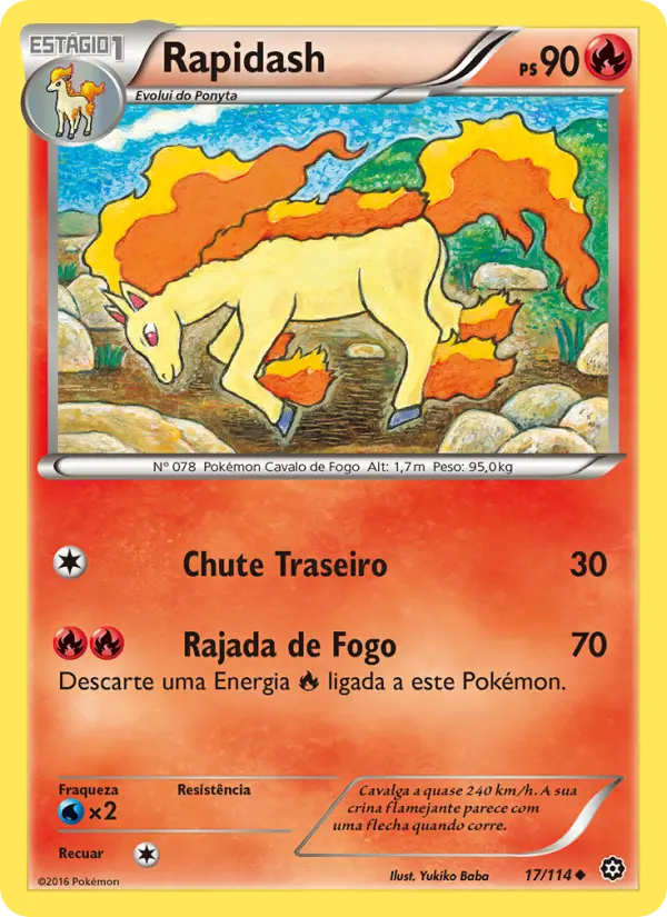Carta Rapidash, número 17/114 da coleção Cerco de Vapor