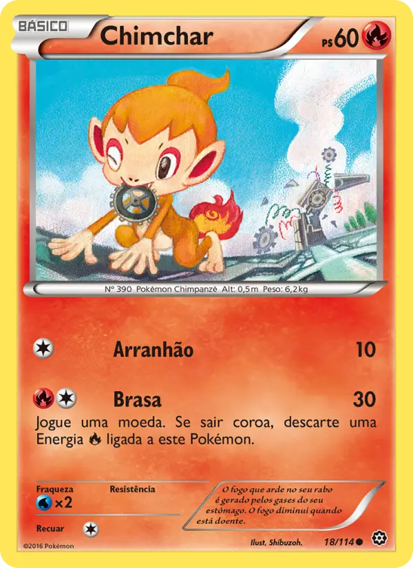 Carta Chimchar, número 18/114 da coleção Cerco de Vapor