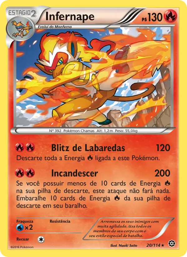 Carta Infernape, número 20/114 da coleção Cerco de Vapor