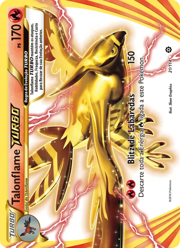 Carta Talonflame TURBO, número 21/114 da coleção Cerco de Vapor