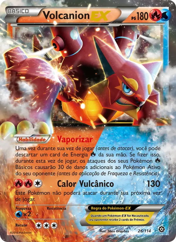 Carta Volcanion EX, número 26/114 da coleção Cerco de Vapor