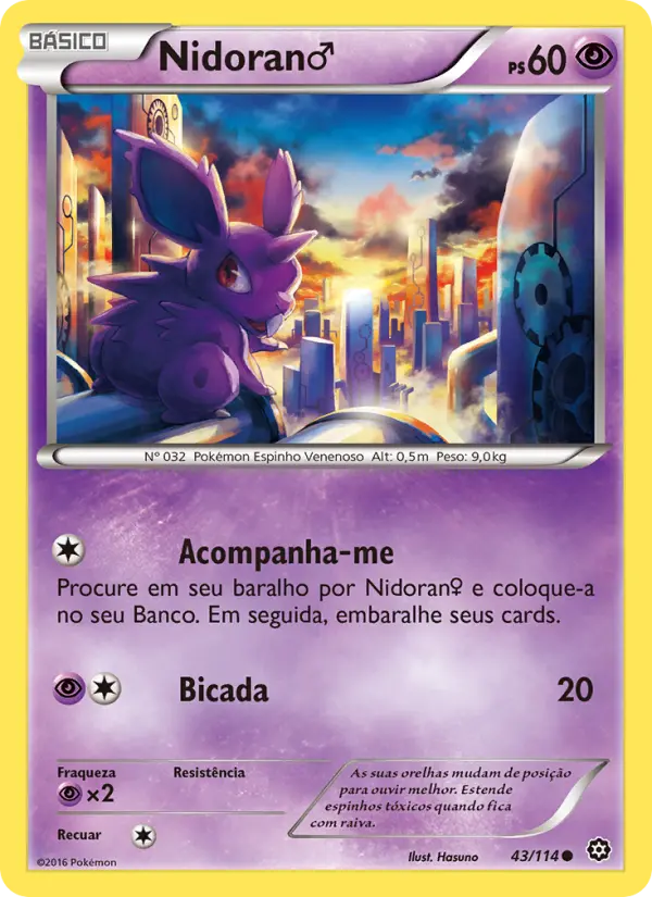Carta Nidoran♂, número 43/114 da coleção Cerco de Vapor