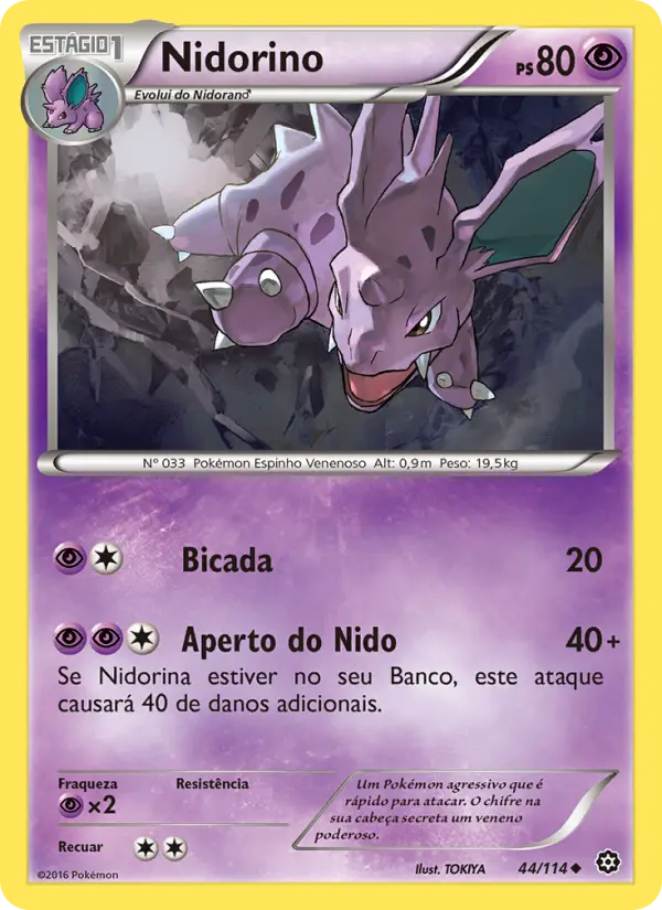 Carta Nidorino, número 44/114 da coleção Cerco de Vapor