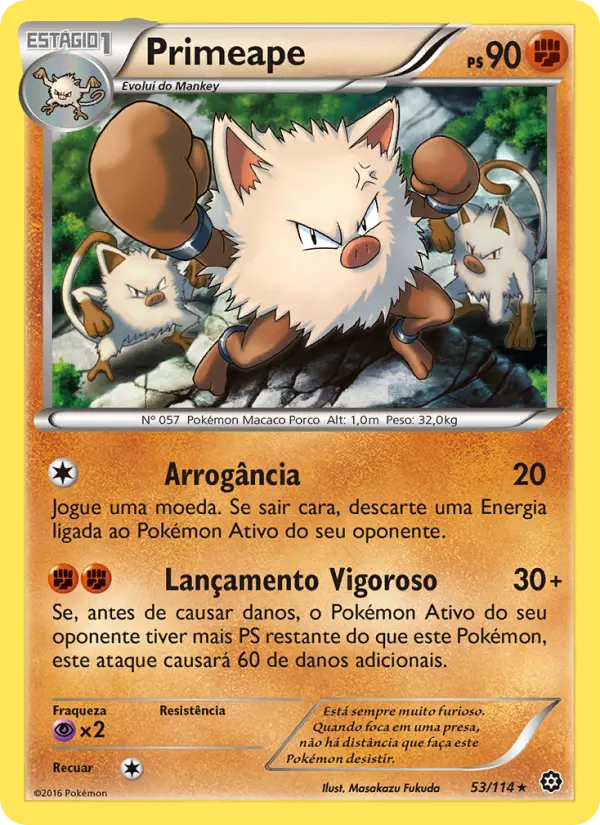 Carta Primeape, número 53/114 da coleção Cerco de Vapor