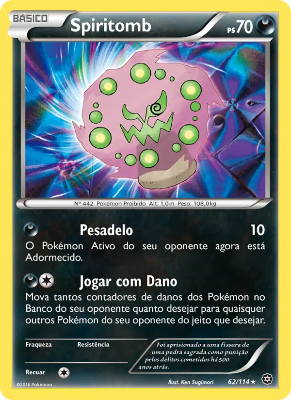 Carta Spiritomb, número 62/114 da coleção Cerco de Vapor