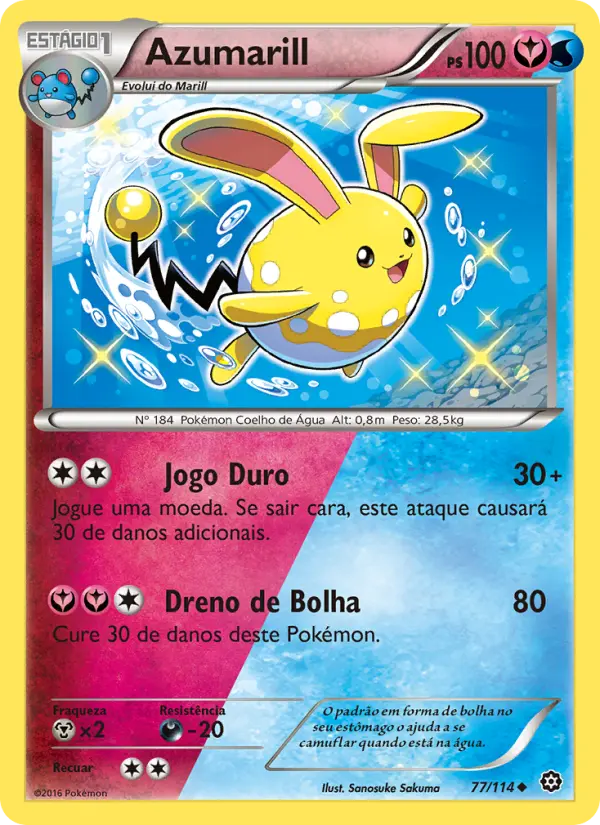 Carta Azumarill, número 77/114 da coleção Cerco de Vapor
