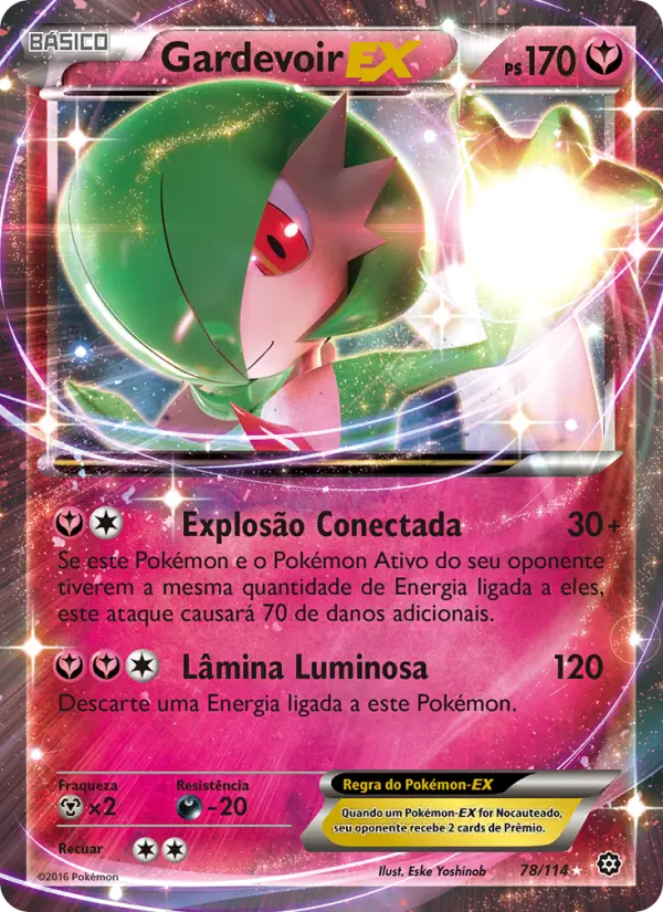 Carta Gardevoir EX, número 78/114 da coleção Cerco de Vapor