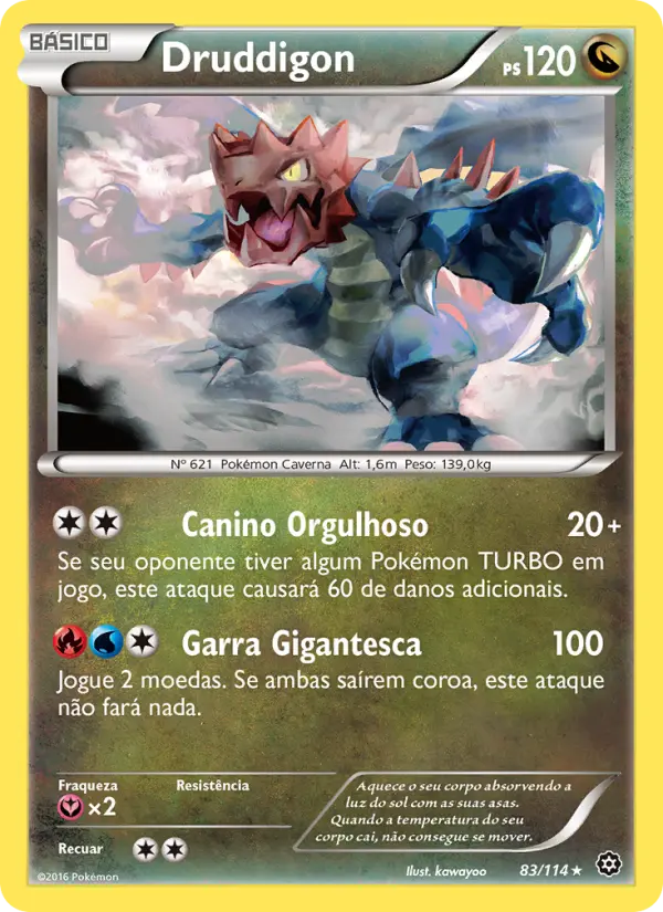 Carta Druddigon, número 83/114 da coleção Cerco de Vapor