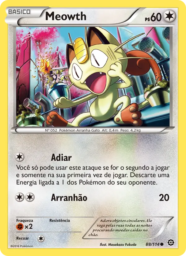 Carta Meowth, número 88/114 da coleção Cerco de Vapor