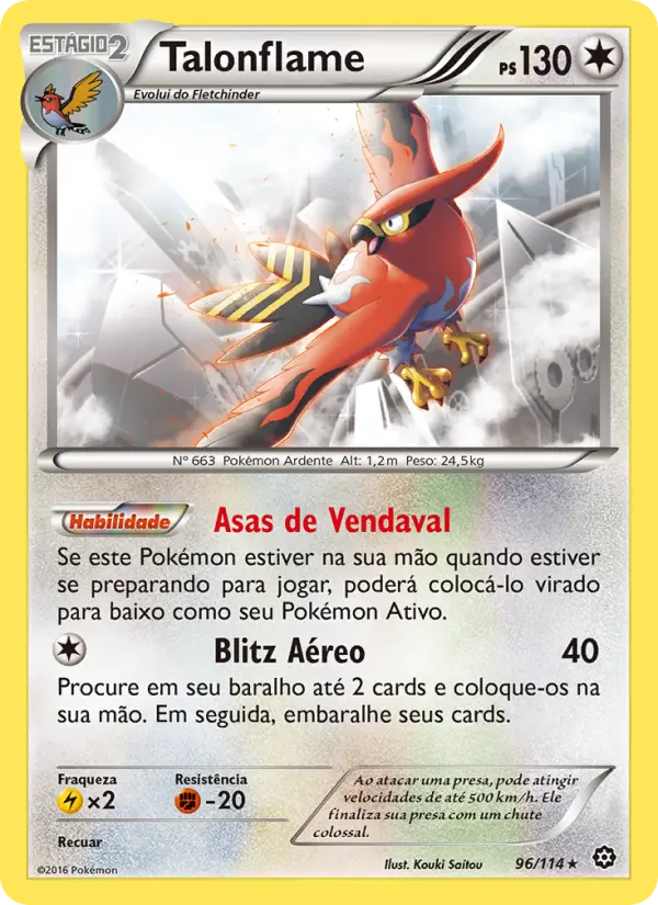 Carta Talonflame, número 96/114 da coleção Cerco de Vapor
