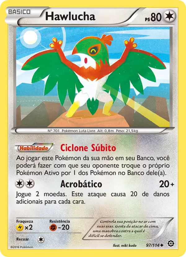 Carta Hawlucha, número 97/114 da coleção Cerco de Vapor