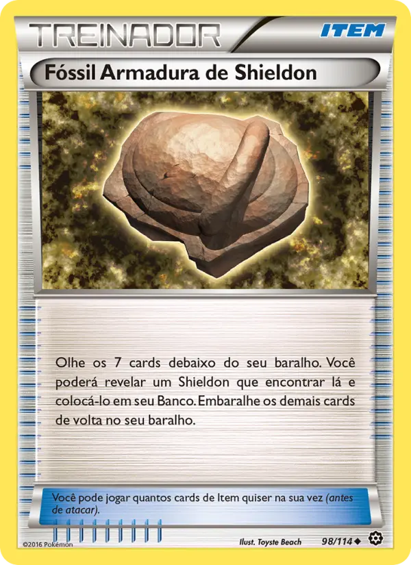Carta Fóssil Armadura de Shieldon, número 98/114 da coleção Cerco de Vapor