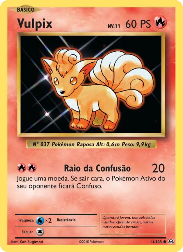 Carta Vulpix, número 14/108 da coleção Evoluções