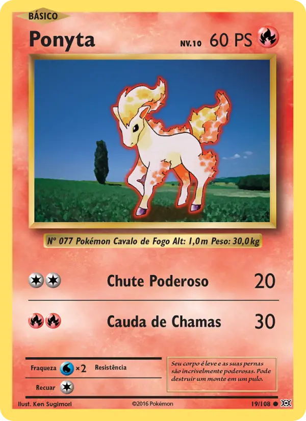 Carta Ponyta, número 19/108 da coleção Evoluções