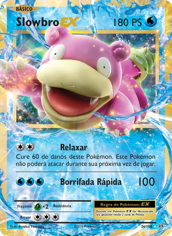 Carta Slowbro EX, número 26/108 da coleção Evoluções