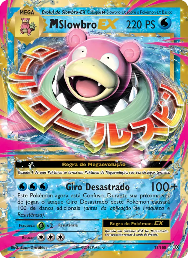 Carta M-Slowbro EX, número 27/108 da coleção Evoluções