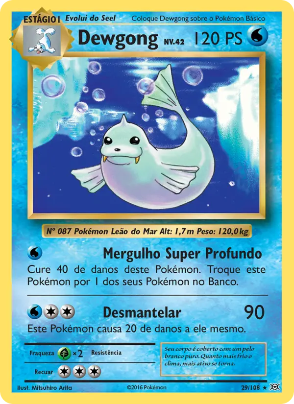Carta Dewgong, número 29/108 da coleção Evoluções