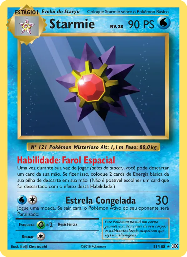 Carta Starmie, número 31/108 da coleção Evoluções