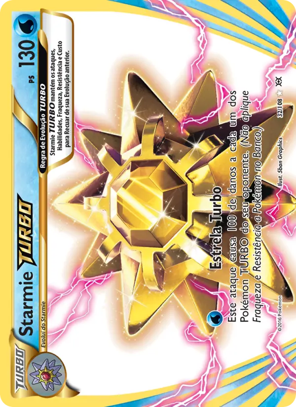 Carta Starmie TURBO, número 32/108 da coleção Evoluções
