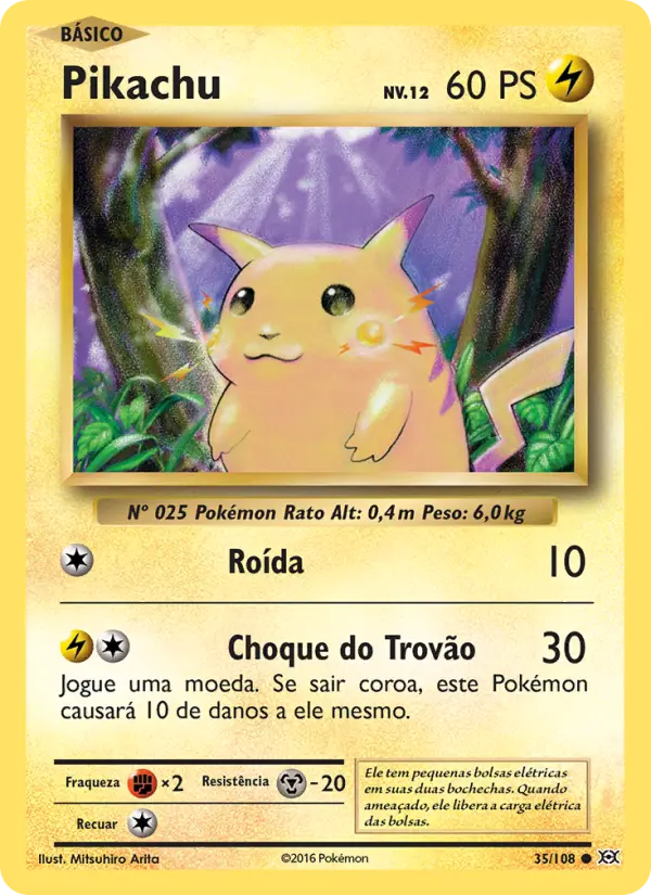 Carta Pikachu, número 35/108 da coleção Evoluções