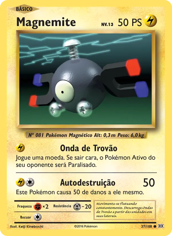 Carta Magnemite, número 37/108 da coleção Evoluções