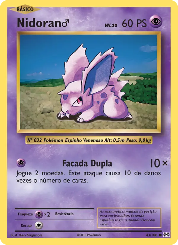 Carta Nidoran♂, número 43/108 da coleção Evoluções