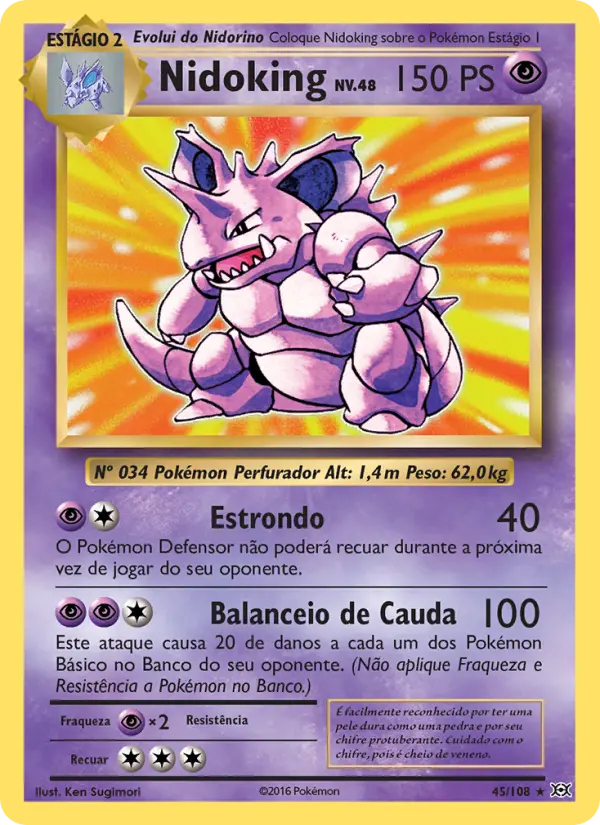 Carta Nidoking, número 45/108 da coleção Evoluções