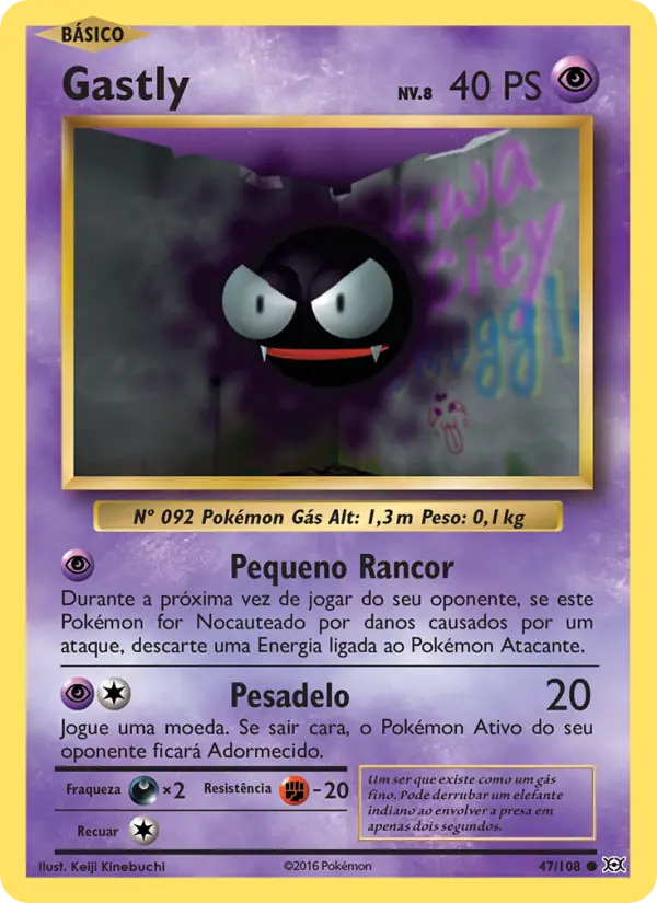 Carta Gastly, número 47/108 da coleção Evoluções