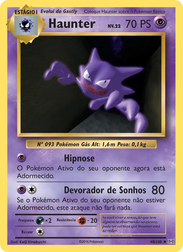 Carta Haunter, número 48/108 da coleção Evoluções